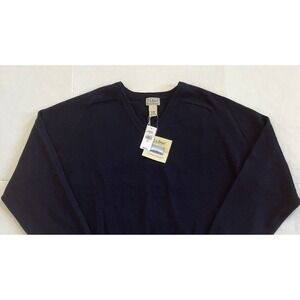 LL Bean Lambswool Mens Sz XXL Sweater Blue V Neck Pullover Washable Cozycore NWT